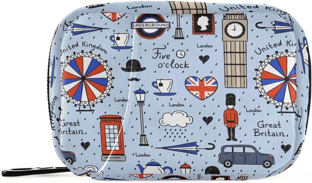 London Retro Print Pill Box 7 Günlük Pill Case Travel Pill Organizer Bag with Surface Weekly Vitamin Medicine Supplement Sahibi Pouch Bag