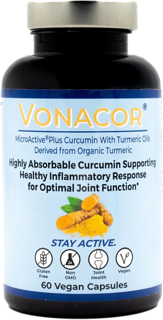 Yüksek derecede Absorbable MicroActive Curcumin with Turmeric Oil Extract 500mg for Optimal Ortak Sağlık, Vegan, Non-GMO, Gluten-Free, 60 Vegan Capsules