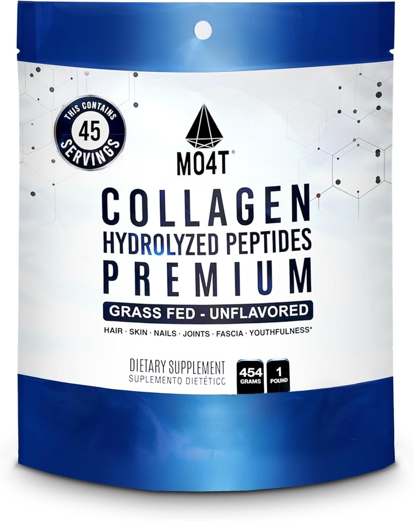 MO4T Collagen Peptides- Collagen Powder- Hydrolyzed Collagen- Grass feed - Colageno Hidrolizado - Unflavored Collagen (1 λίρα)