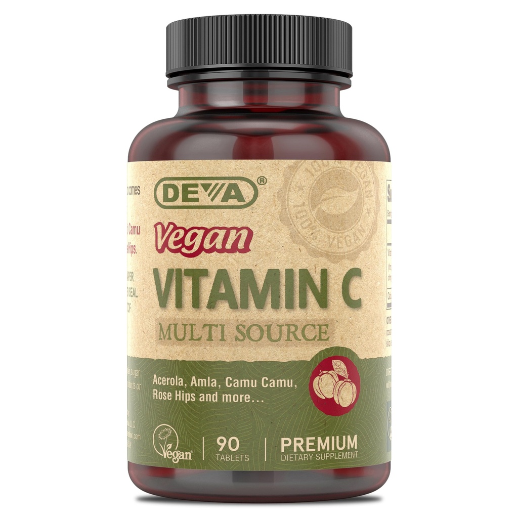 DEVA Vegan Βιταμίνες - Vegan Food Based Premium Vitamin C - Multisource - Μη ΓΤΟ - 90 δισκία