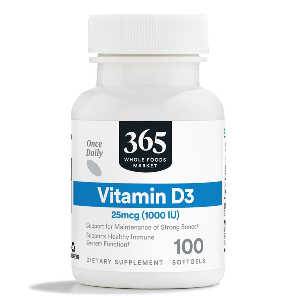 365 by Whole Foods Market, D3 Softgels, 1000 IU, 100 CT