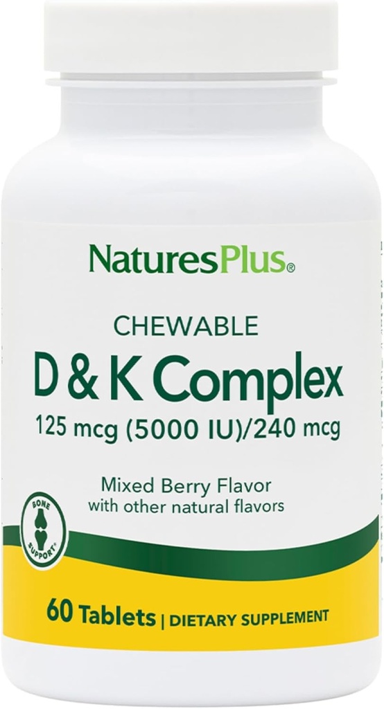 Doğalar Plus D & K Kompleksi - 60 karma Berry Chewables - Destekler Gıda Metabolism - Vejetaryen, Non-GMO, Gluten Free, Soy Free - 60 Hizmetler