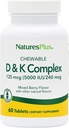 Natures Plus D & K Complex - 60 Mixed Berry Chewables - Υποστηρίζει Μεταβολισμός ασβεστίου - Χορτοφαγική, μη ΓΤΟ, Χωρίς γλουτένη, Χωρίς σόγια - 60 Υπηρεσίες