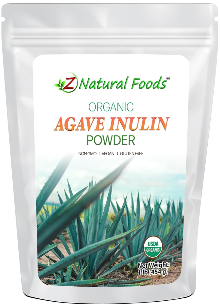Z Doğal Gıdalar Organik Agave Inulin Toz, Doğal Fiber Tamam, İçmeler için Prebiyotik Superfood Toz ve Tarifler, Raw, Non-GMO, Vegan, Gluten-Free, Kosher, 1 lb