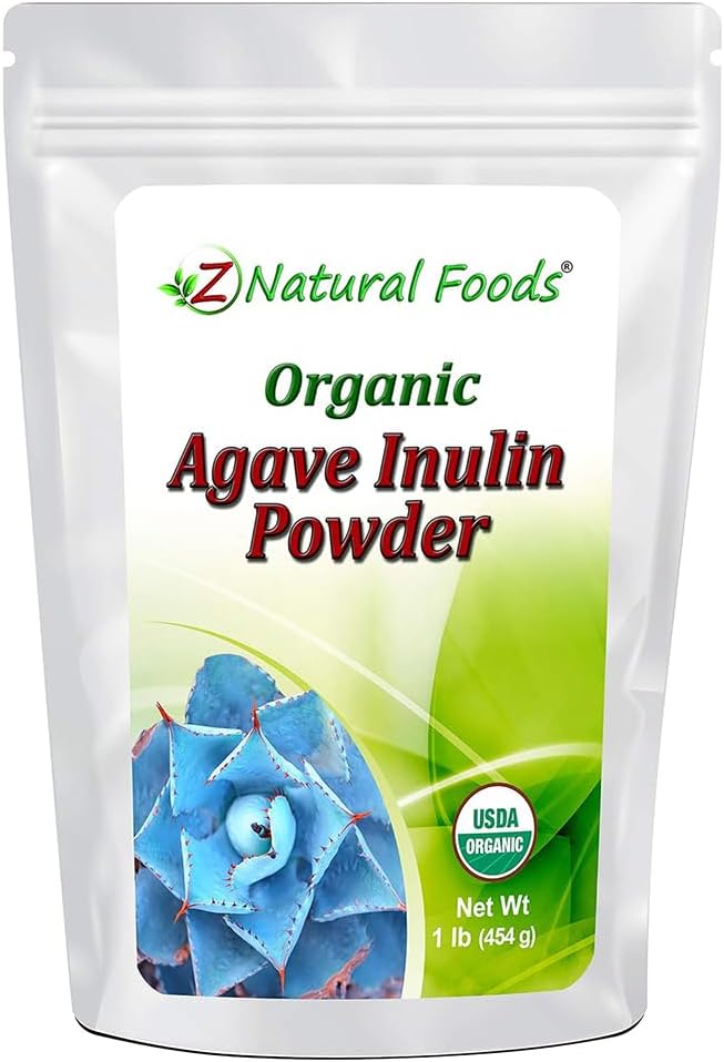 Z Doğal Gıdalar Organik Agave Inulin Toz, Doğal Fiber Tamam, İçmeler için Prebiyotik Superfood Toz ve Tarifler, Raw, Non-GMO, Vegan, Gluten-Free, Kosher, 1 lb