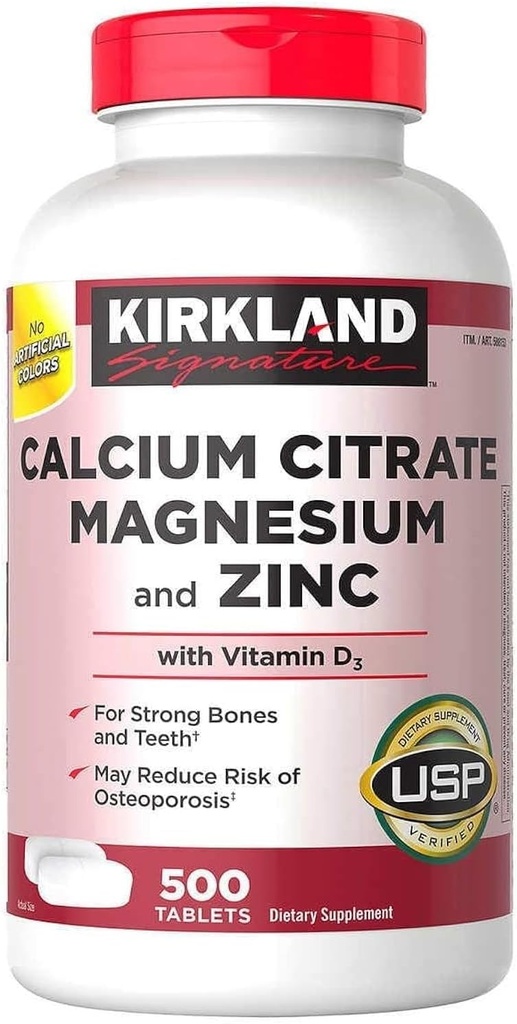 Kirkland Signatureuba Citrate Magnezyum ve çinko, 500 Tablet