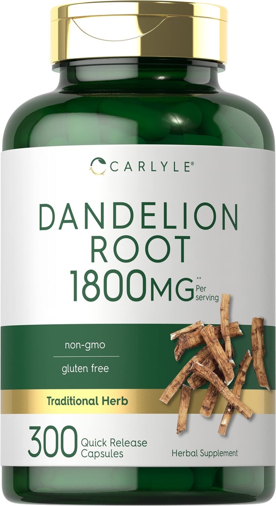 Carlyle Dandelion Root | 1800 mg | 300 Capsules | Non-GMO, Gluten Free Supplement Supplement