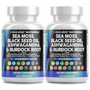 Clean Nutraceuticals Sea Moss Black Seed Oil Ashwagandha Turmeric Bladderwrack Burdock & Vitamin C Vitamin D3 with Elderberry Manuka Dandelion Yellow Dock Iodine Chlorophyll ACV - 2Pack