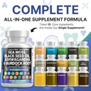 Temiz Nutraceuticals Sea Moss Black Seed Oil Ashwagandha Turmeric Bladderwrack Burdock & C Vitamin D3 with Elderberry Manuka Dandelion Sarı Dock Iodine Chlorophyll ACV - 2Pack