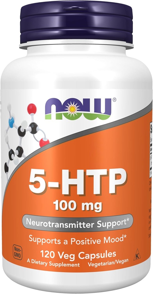 Şimdi Supplements, 5-HTP (5-hidrxytryptophan) 100 mg, Nörotransmitter Desteği*, 120 Veg Capsules