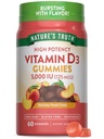 Doğanın Gerçek Vitamin D3 Gummies | 5000 IU | 60 Kont | Peach Flavor | Vegetarian, Non-GMO & Gluten Free Supplement Supplement Supplement