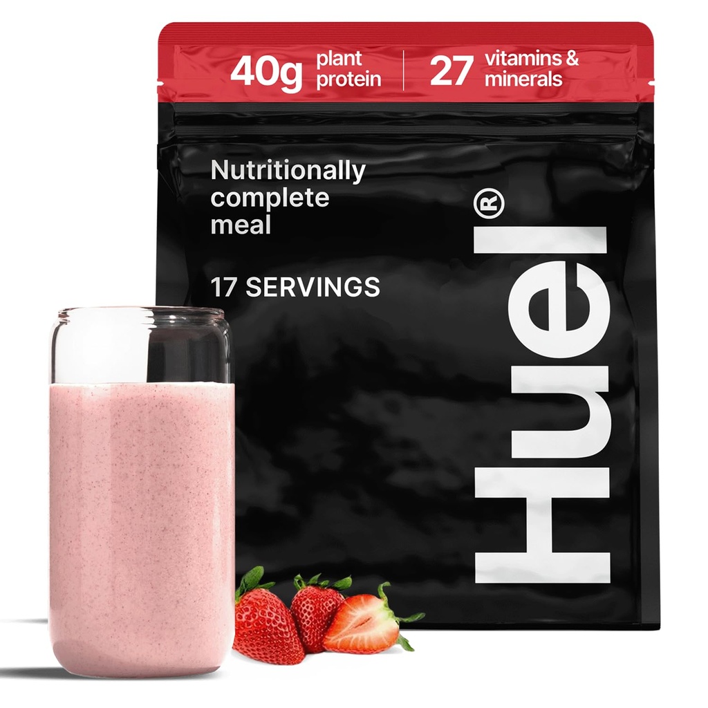 Huel Black Edition | Strawberry 40g Vegan Protein Powder | Nutritionally Complete Meal | 27 Vitamins and Minerals, Gluten Free | 17 Servings
