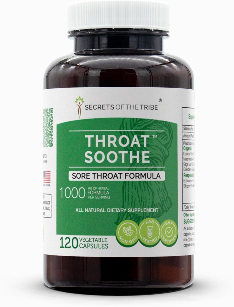Kabilenin Sırları - Throat Soothe, Sore Throat Formula, Herbal Supplement Mix (120 Capsules)