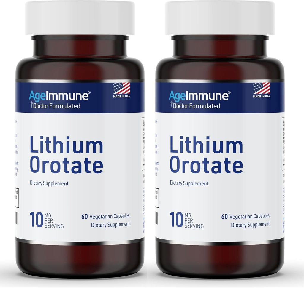 Lityum Orotate Supplement 10 mg, 60 Vegetarian Capsules. Memory ve Duygusal Wellness'ı destekler. Magnezyum Stearate Free Supplements. (2)