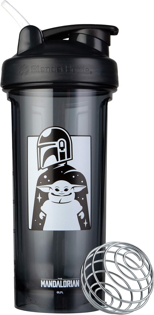 BlenderBottle Star Wars Shaker Şişe Pro Serisi Protein Shakes ve Pre Workout, 28-Ounce, Mandalorian & Child