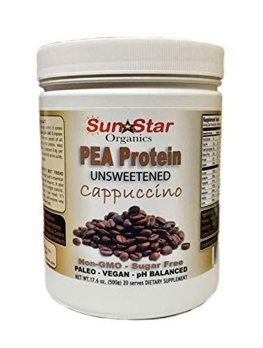 Pea protein Toz - Unsweetened - Cappuccino kahve Toz & Vanilla Extract, Soy Free, Non-GMO 17.6 oz