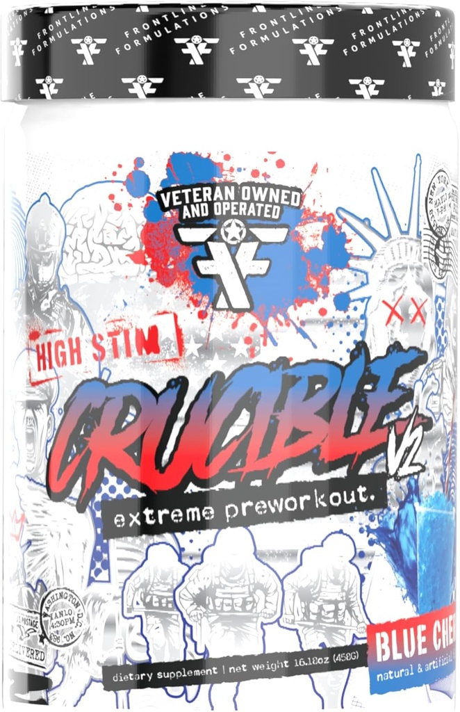 Crucible Pre-Workout Toz, Explosive Workouts, Laser Focus, High Stim, Amazing Flavor, Gazi Kendin ve Kontrollü (25 Hizmet, Blue Cherry Slushie)