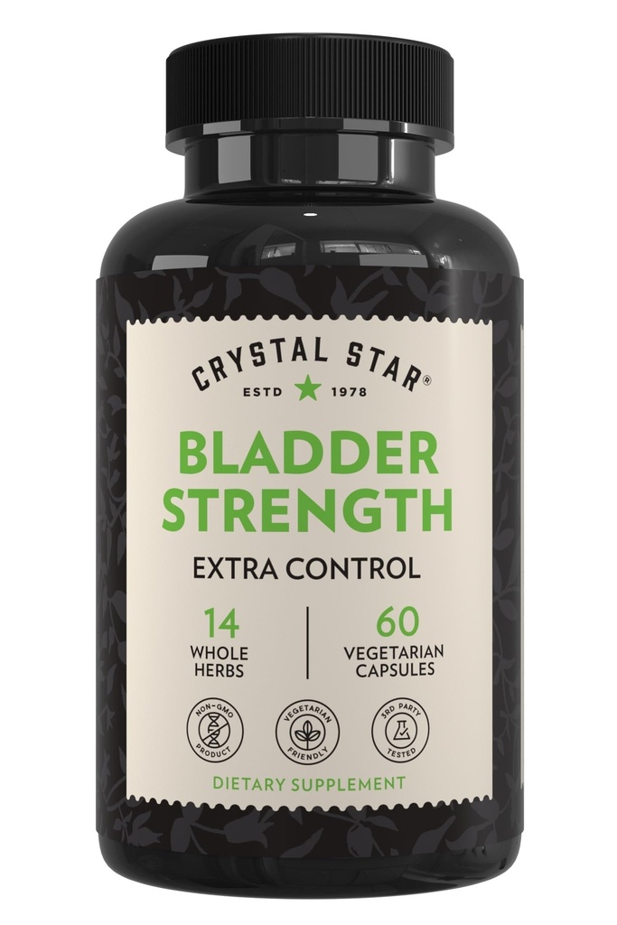 Crystal Star Bladder Strength (60 Κάψουλες) – Φυτική ούρα και επιπλέον συμπλήρωμα ελέγχου της σκόνης, εκχύλισμα βατόμουρου, εκχύλισμα σπόρων κολοκύθας, Plantain και Wild Yam Root, μη ΓΤΟ
