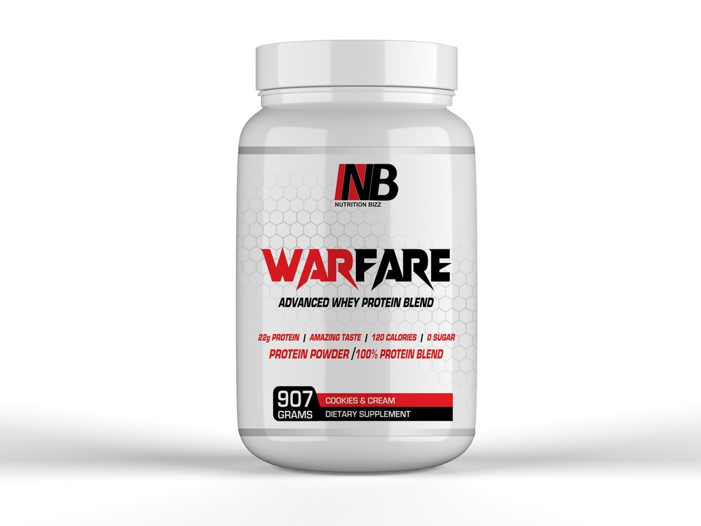 Warfare 2 lbs Advanced Whey Protein Blend 22g Protein per Serving Amazing Flavors (2 lbs, Cookies and Cream)