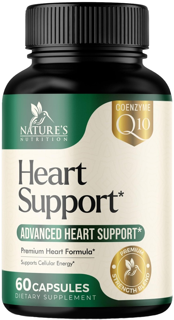 Erkekler ve Kadınlar için Kalp Tamamları 1650 mg - CoQ10 ile Kalp Sağlığı Desteği için Antioksiler, Hawthorn, Plant Sterol & More Vitaminleri Nitrik Çimento ve Enerji Üretimi, Non-GMO - 60 Capsules