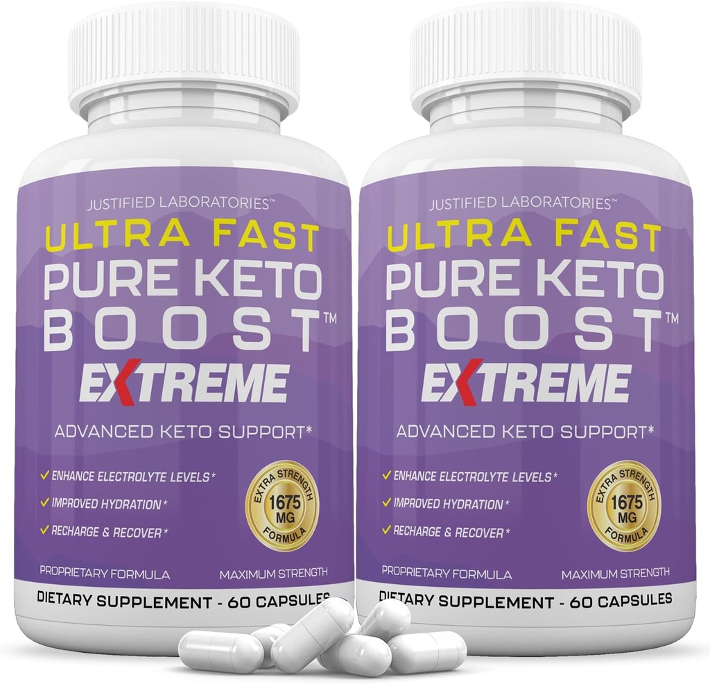 (2 Pack) Ultra Fast Pure Keto Boost Extreme Keto Pills 1675MG New & Improved Formula Contains Apple Cider Vinegar Extra Virgin Olive Oil Powder Green Tea Leaf 120 Capsules