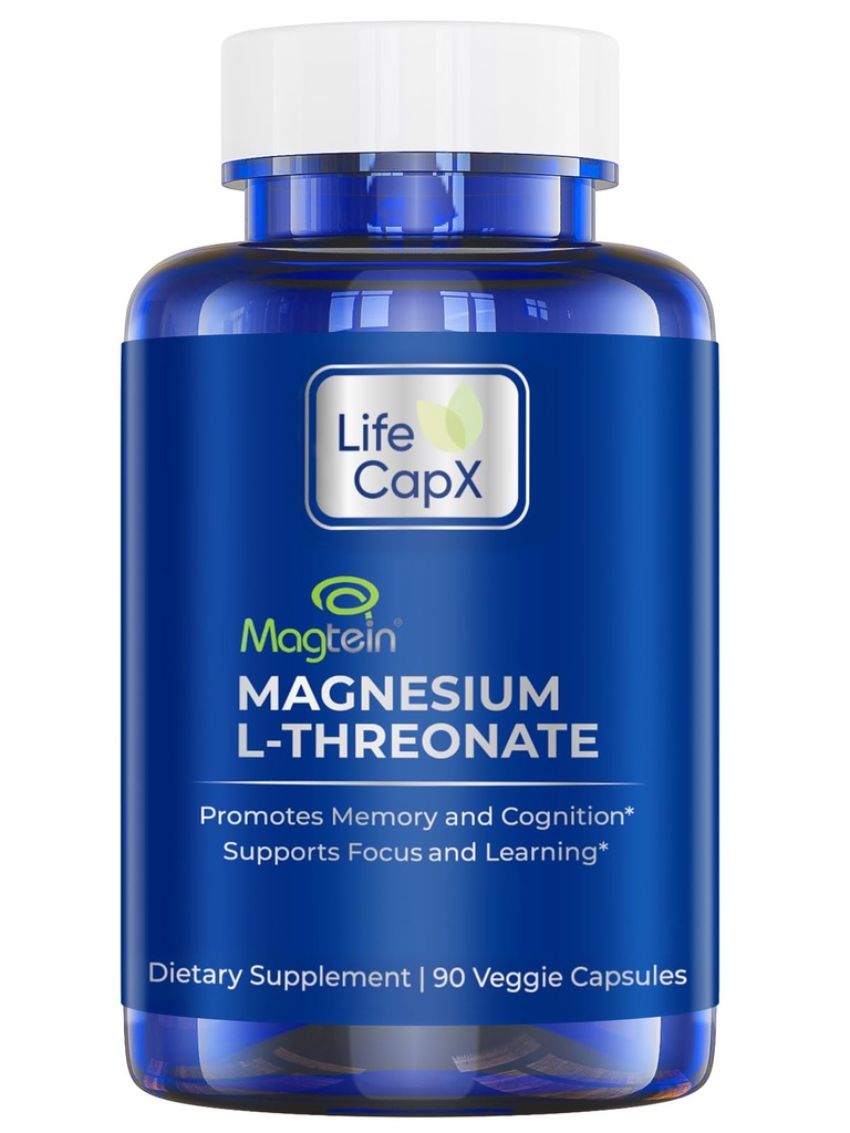 Magnezyum L-Threonate Capsules, Original Patented MagteinTM Form of Magnezyum (Mg), Memory, Cognition ve Uyku Kalitesini Geliştir (90 Capsules)