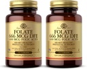 Solgar Folate 666 mcg DFE (Folic Acid 400 mcg) - 250 Δισκία, Συσκευασία των 2 - Προγεννητική Υποστήριξη - Μη ΓΤΟ, Vegan, Χωρίς γλουτένη, Χωρίς γαλακτοκομικά, Kosher - 500 Σύνολο Σερβιρίσματος