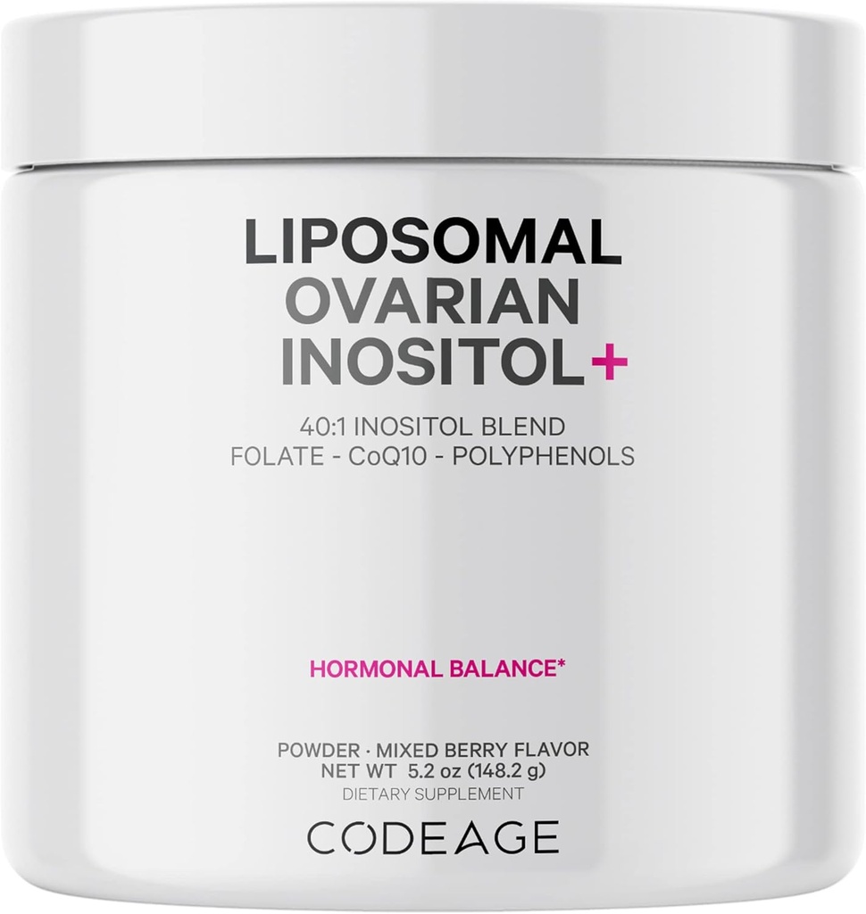 Kodage Liposomal Ovarian Inositol Toz - Myo-Inositol & D-Chiro-Inositol 40:1, Folate 5-MTHF, CoQ10, Pomegranate & Wild Blueberry - 2Month Supply - karma Berry Flavor - Non-G, 60 Hizmetler