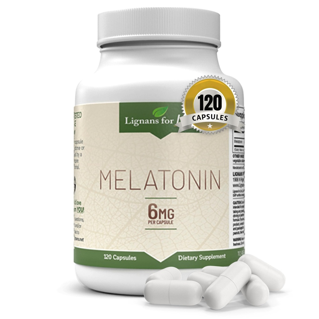 Köpekler ve insanlar için Hayat Melatonin için Lignans, 6 mg - 120 Capsules - Capsules - Pet Tedaviler - Genel Sağlık Için Vitaminler - Genel Sağlık Için Vitaminler