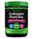 Orgain Hydrolyzed Collagen Powder + 50 Organic Superfoods για γυναίκες & άνδρες, 20g Grass Fed Collagen με βιταμίνη C, Unflavoured - μαλλιά, δέρμα, νύχια, & κοινό συμπλήρωμα υποστήριξης, μη GMO, τύπου I & III, 1lb