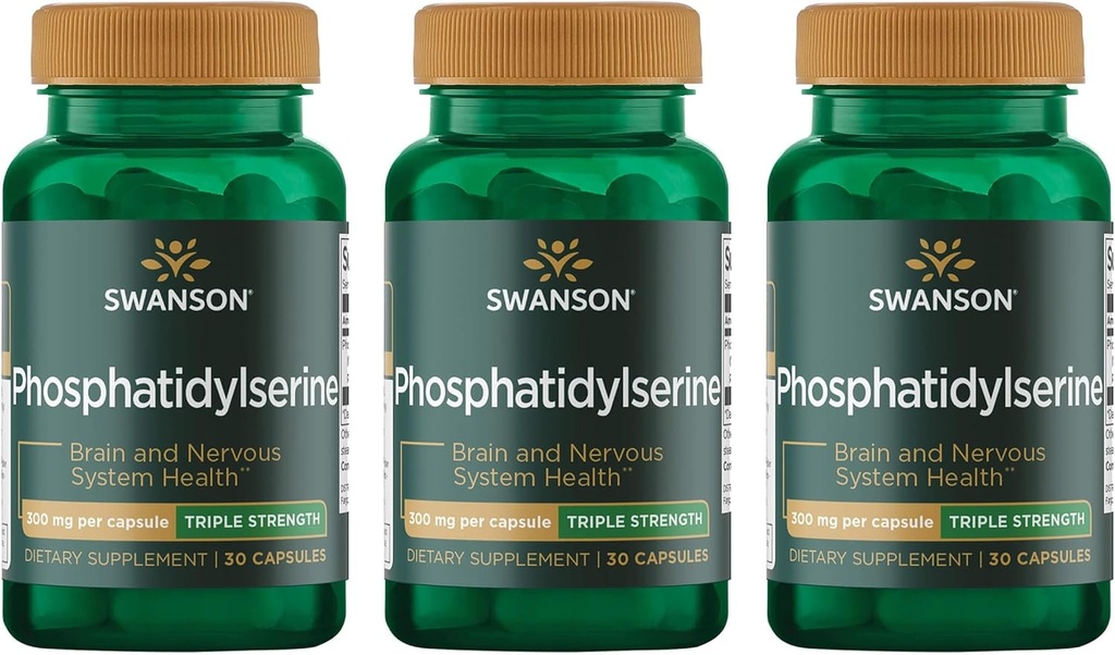 Swanson Phosphatidylserine Memory Beyin ve Bilişsel Sağlık Desteği Phospholipid Triple-Strength Complex Supplement 300 mg 30 Capsules (3 Pack)