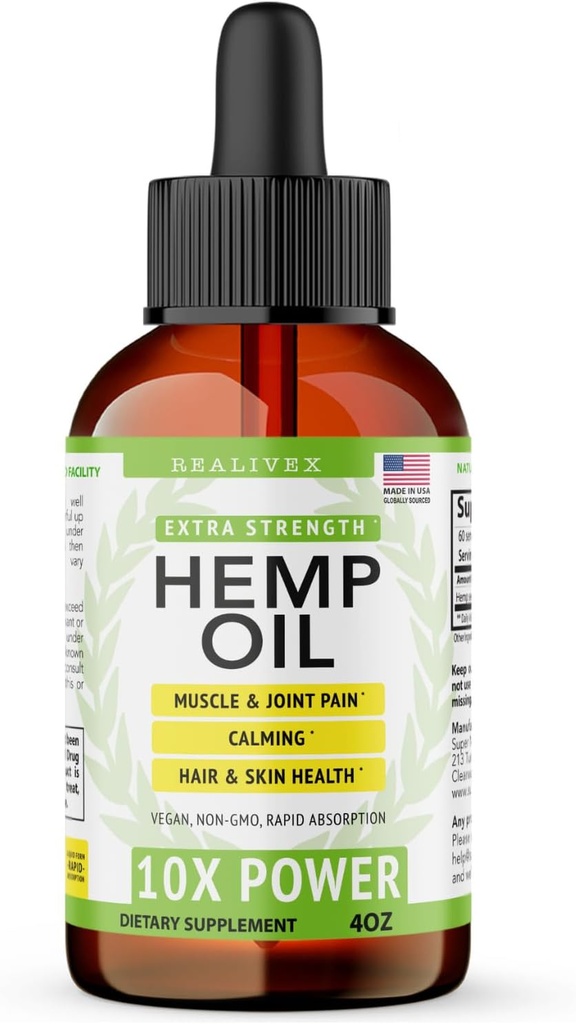 Super Natural Goods Hemp Oil - En Güçlü Hemp Tohum Yağı Yardım ve Rahatlama için - Vegan, Sugar Free, Add Free - 4oz