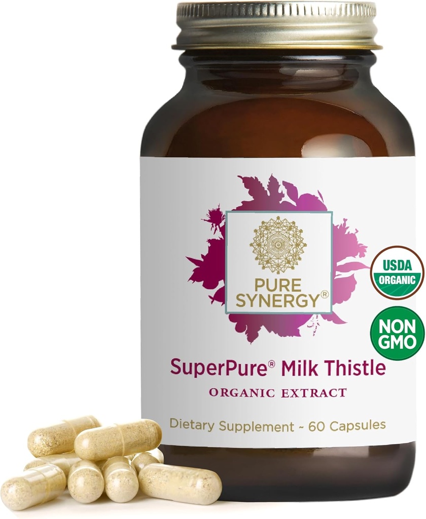 PURE SYNERGY SuperPure Milk Thistle Extract | Liver Detox and Cleanse Supplement | Organic Milk Thistle Extract with Silymarin | for Healthy Liver Support (60 Capsules)