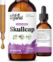 Wild & Organic Skullcap Tincture - Rahatlama, İyi Mood, Calmness - Sıvı Skullcap Herb Supplement - Vegan, Sugar & Alkol Ücretsiz Drops - 2 fl oz