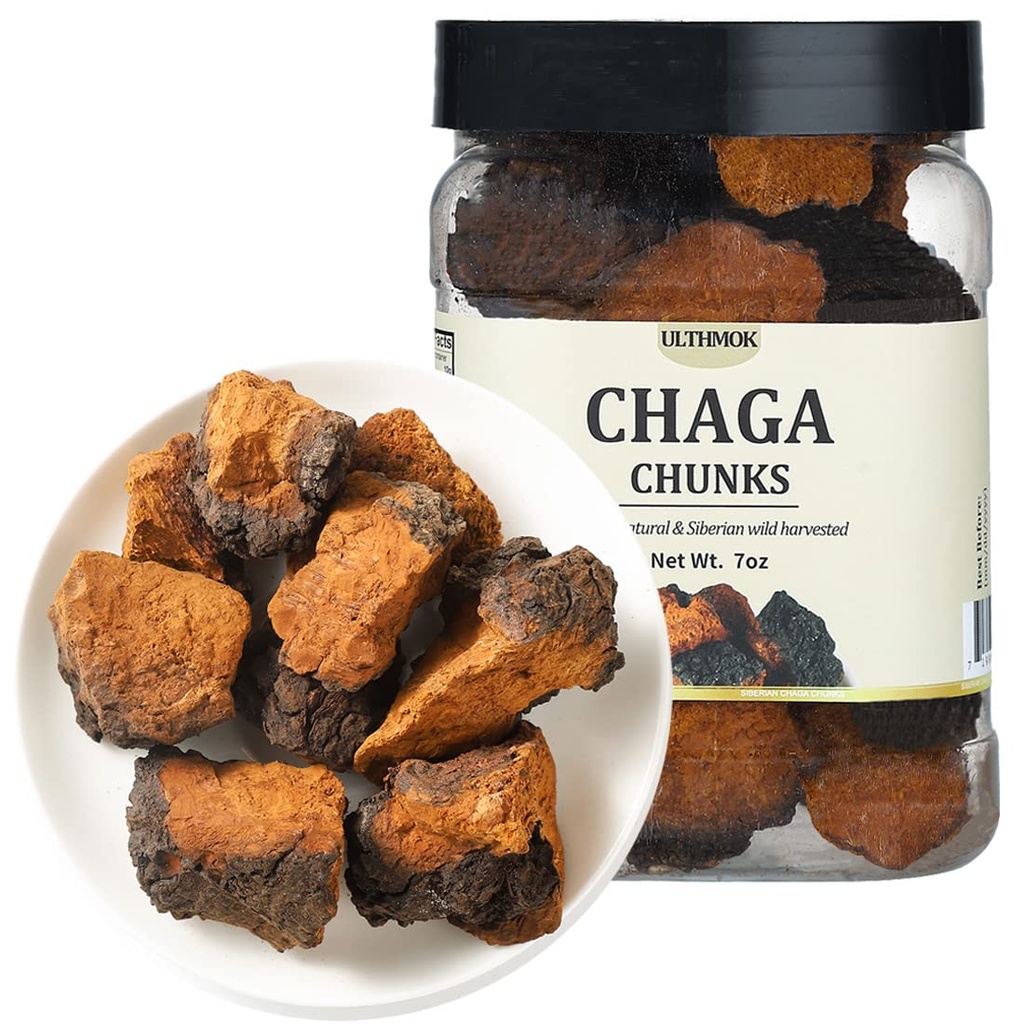 Premium Τσάγκα Mushroom Chunks 7 Oz/199g,Επιλεγμένο Φυσικό Τσάγκα Mushroom Τσάι,100% Σιβηρική Άγρια Συγκομιδή.