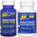 ΦΥΣΙΚΑ ΣΤΑΚΙΑ MagTech Magnesium + Σεροτονίνη Brain Food Bundle - Υποστηρίζει την χαλάρωση, την υγεία του εγκεφάλου και μια θετική διάθεση* - 150 Total Capsles