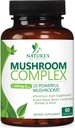Mushroom Brain Supplement 10 in 1 Blend - High Strength Mushroom Complex with Lions Mane, Turkey Tail, Reishi, Cordyceps, Chaga & Brain Nootropic Complex for Memory & Focus Support - 60 Capsules