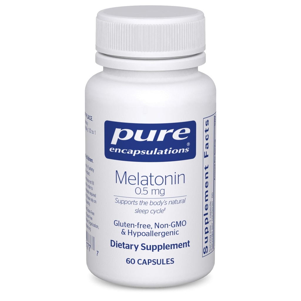 Pure Encapsulations Melatonin 0,5 mg - Doğal Uyku Yatak zamanı için Yardım - Regulates Sleep-Wake Döngüsü - 0,5 mg Melatonin - Vegan & Non-GMO - 60 Capsules