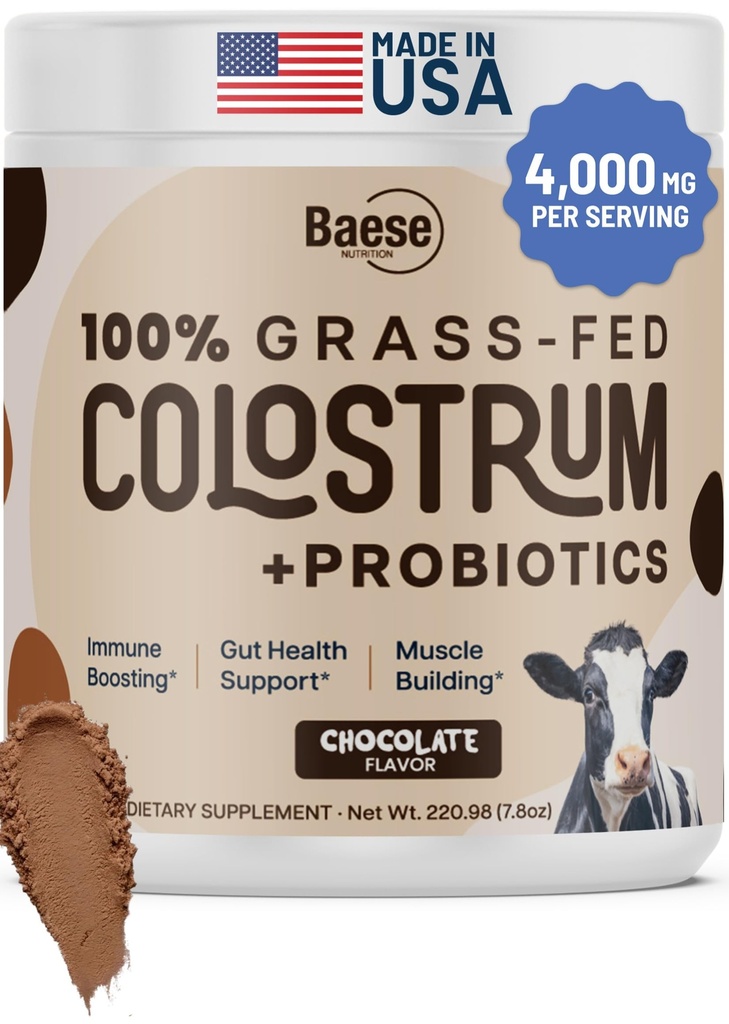 Βιολογική σοκολάτα 4000mg Grass Fed Bovine Colostrum Powder + Probiotics Colostrum Supplement for Kids & Adults with Immunoglobulins (220,98 Grams)