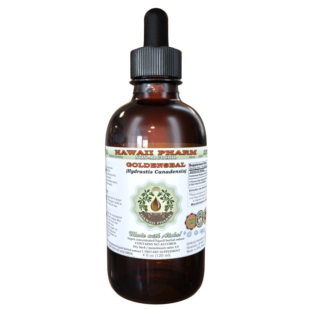 Goldenseal Alkol Özgür Ölçeği, Organik Altınseal (Hydrastis Canadensis) kuru Leaf Glycerite Hawaii Pharm Natural Herbal Supplement 2 oz