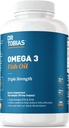 Dr. Tobias Omega 3 Fish Oil, 2000 mg Triple Strength with 800 mg EPA 600 mg DHA Per Service, Fish Oil Omega 3 Supplements for Heart, Brain & Immune Support, 180 Softgels, 90 Servisler