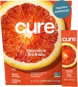 Cure Hydration | Plant-Based Electrolyte Drink Mix | Nodrew Sugar | FSA-HSA | Dehidrasyon Yardımı Tuvalet Su ile Yapıldı | Non-GMO | Vegan | Pouch of 14 Packets - Blood Orange
