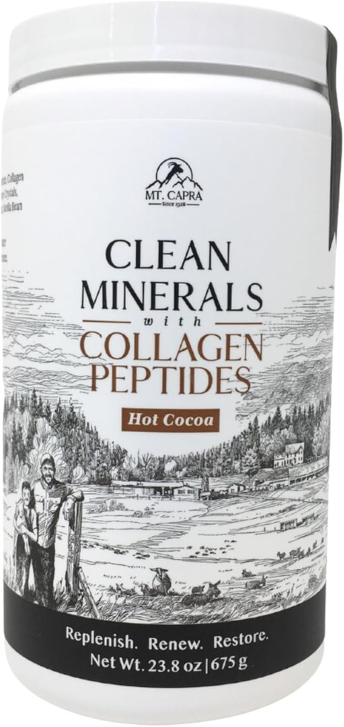 Mt. Capra Clean Minerals with Collagen Peptides | Sağlıklı Hot Cocoa with Minerals from Goat Milk Whey and Grass-Fed Type I and III Collagen Peptides for 10 g Protein | 16 Servisler - 23.8 oz