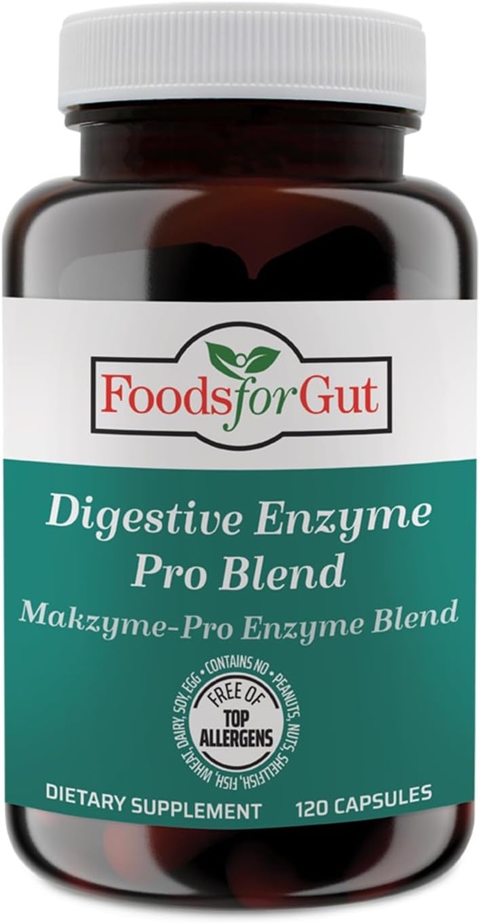 Gut Digestive Enzyme Makzyme-Pro Mix & Probiyotiks Plus | 120 Capsules | Vegetarian Capsules | Free of Top Allergens | Support Digestive Health | Bloating & Gas Relief