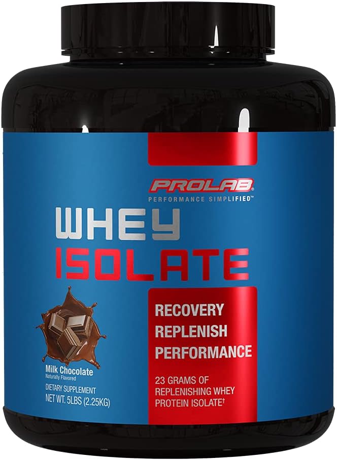 Prolab Whey Isolate 5LB, Ultra-Pure, Fast-Absorbing Whey Protein Isolate with 23g Protein & BCAAs,Depres Lean Muscle growth, Recovery & Performance (Milk) Chocolate