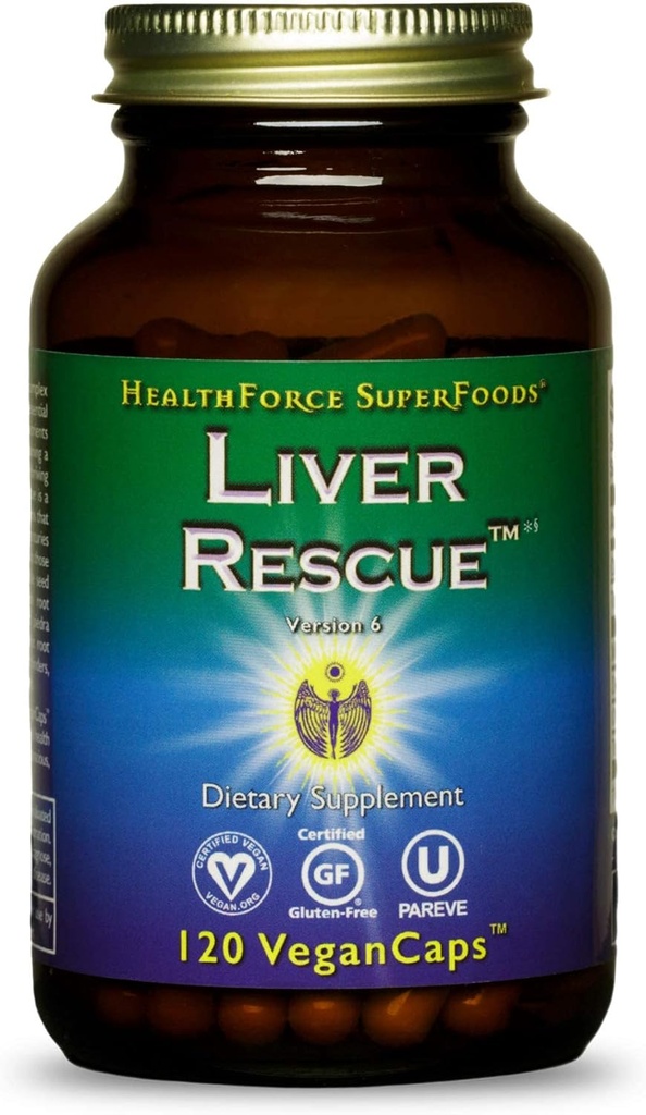 HealthForce SuperFoods Liver Recovery - Natural Liver Cleanse - Milk Thistle & Dandelion Root - Gluten-Free & Vegan - 120 Capsules