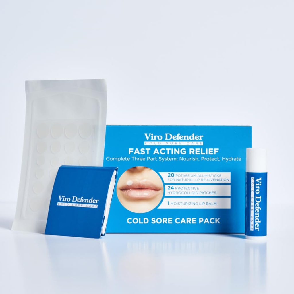 Hidrokolloid & Alum Stone Cold Sore Care Pack, ilk elden çıkarılan, Devrimci Üç Parti Tedavisi, Hidrokolloid Patches, Alum Stone, & Lip Balm'ı Soothe Your Cold Sore'ya Karşı Komp