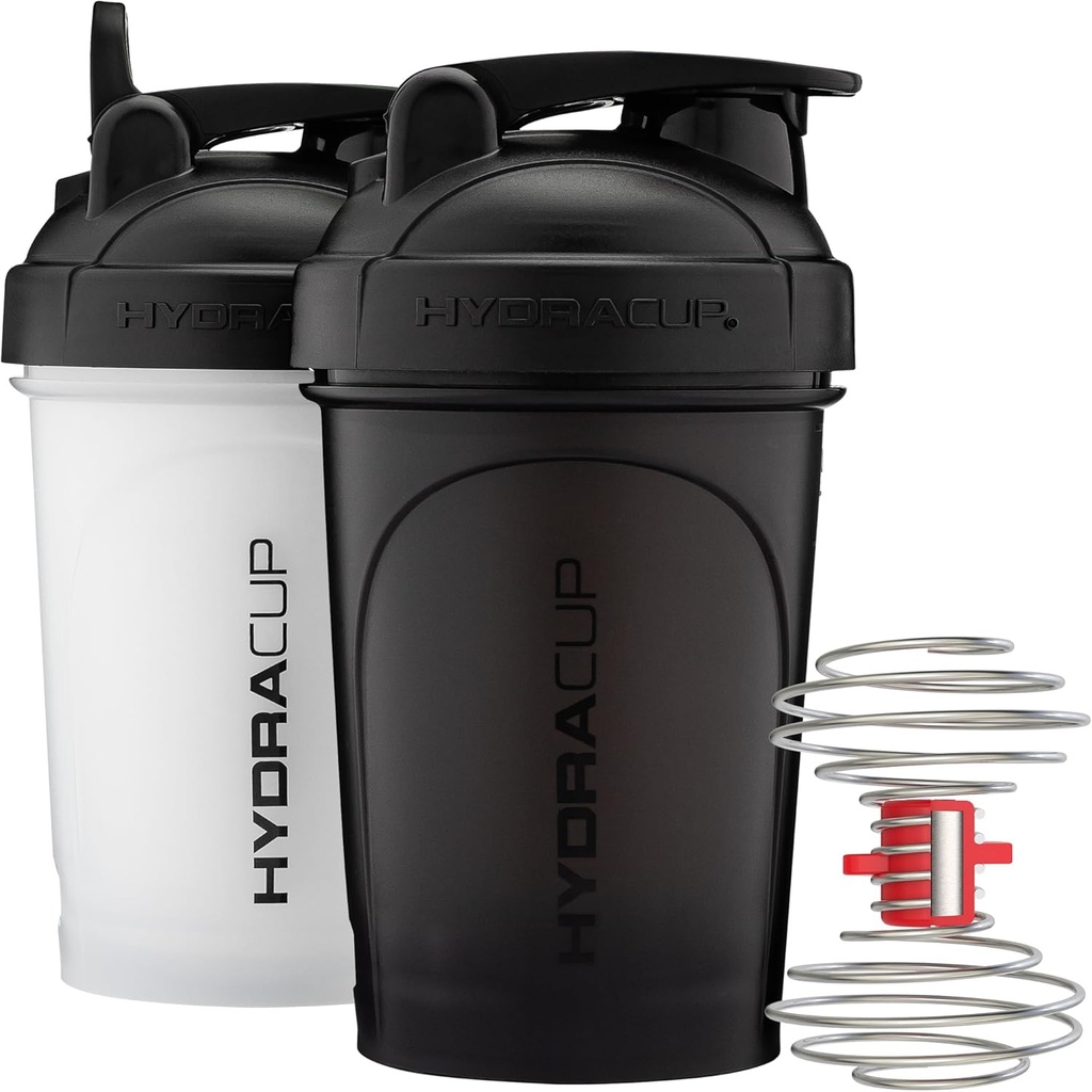 Hydra Cup ProFlow Shaker Şişeler | Protein Shaker Cups with Whisk Ball, Leak-Proof Lid, Hidden Lock | Faraday-Free Gym Mikser for Protein Toz, Mix Supplements (2 Pack with Power Whisk)