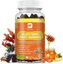 Black Seed Oil Sea Moss Gummies with Ashwagandha, Burdock Root, Linden Honey, Elderberry, Turmeric, C, D3 & çinko - Supports Immunity, Commons, Digestion, Hair & Skin, Vegan Gummies 60 Counts