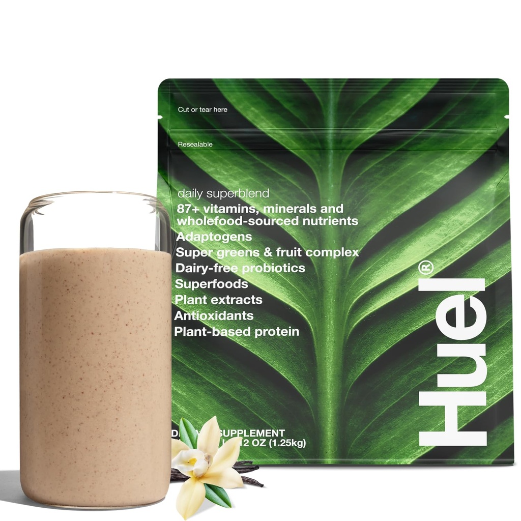 Huel Daily Superblend Vanilla Toz | 25g Plant Esasen Protein | Süper Yeşiller Toz | 87 Vitamin, Mineraller ve Tümfood-Kaynaklanmış Malzemeler |19 Servisler | Scoop plastikleri azaltmak için dahil değil
